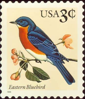 3 cent Eastern Bluebird Stamp, 1996